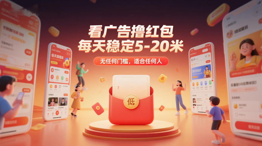看广告撸红包，每天稳定5-20米，无任何门槛，适合任何人-heixma