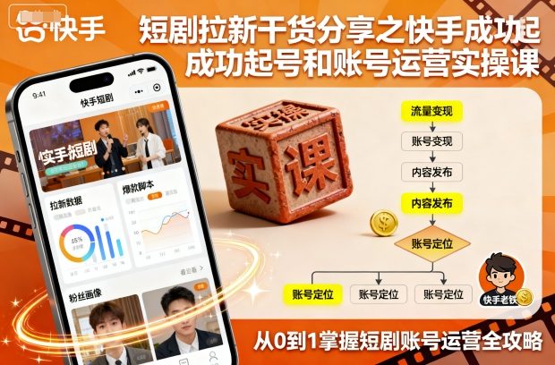 短剧拉新干货分享之快手成功起号和账号运营实操课-heixma