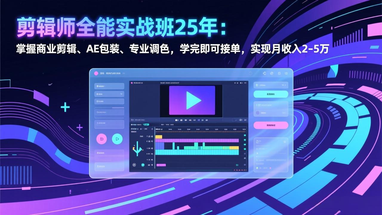 剪辑师全能实战班25年：掌握商业剪辑、AE包装、专业调色，学完即可接单，实现月收入2-5万-heixma