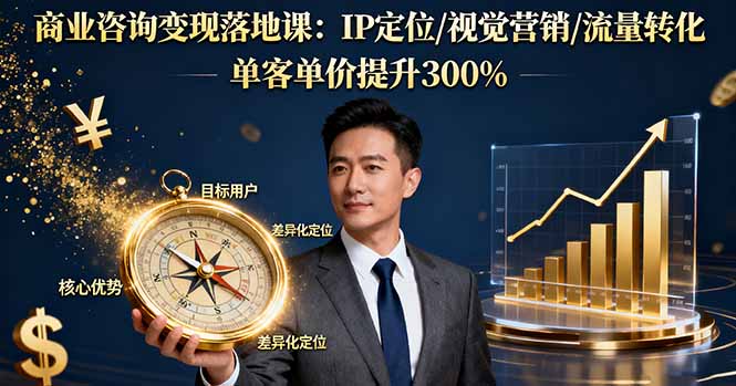 商业咨询变现落地课：IP定位/视觉营销/流量转化，单客单价提升300%-heixma