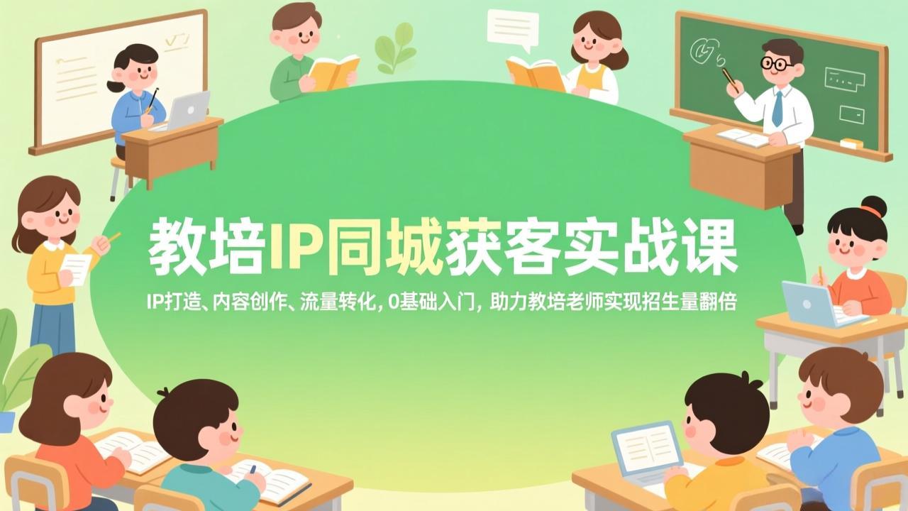 教培IP同城获客实战课，IP打造、内容创作、流量转化，0基础入门，助力教培老师实现招生量翻倍-heixma