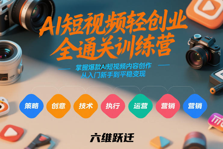 AI短视频轻创业全通关训练营，掌握爆款AI短视频内容创作，从入门新手到平稳变现的六维跃迁-heixma