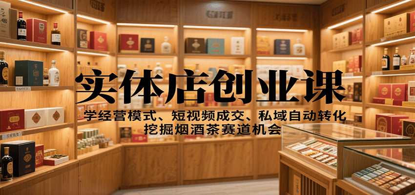 实体店创业课：学经营模式、短视频成交、私域自动转化，挖掘烟酒茶赛道机会-heixma