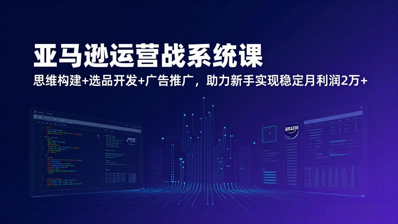 亚马逊运营实战系统课，思维构建+选品开发+广告推广，助力新手实现稳定月利润2万+(更新-heixma