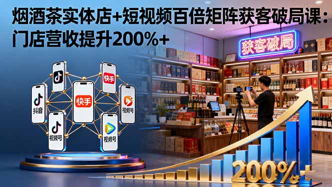 烟酒茶实体店+短视频百倍矩阵获客破局课：门店营收提升200%+-heixma