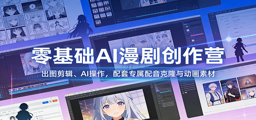 零基础AI漫剧创作营：出图剪辑、AI操作，配套专属配音克隆与动画素材-heixma