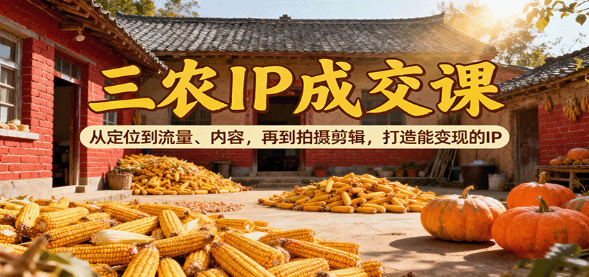 三农IP成交课：从定位到流量、内容，再到拍摄剪辑，打造能变现的IP-heixma
