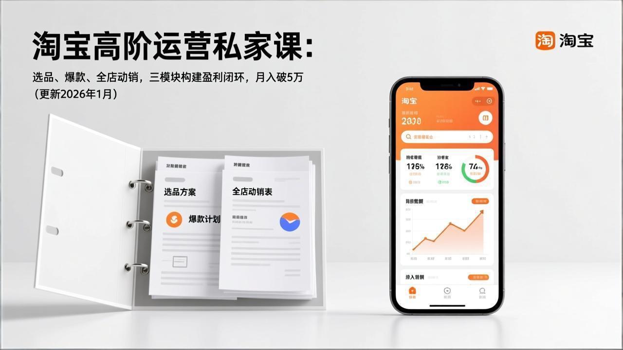 淘宝高阶运营私家课：选品、爆款、全店动销，三模块构建盈利闭环，月入破5万(更新26年1月-heixma