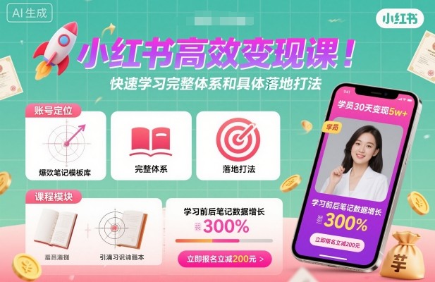 小红书高效变现课，快速学习小红书完整体系和具体落地打法-heixma