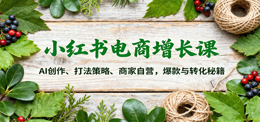 小红书电商增长课：AI创作、打法策略、商家自营，爆款与转化秘籍-heixma