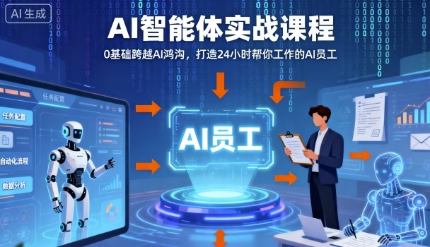 Ai智能体实战课程，0基础跨越Ai鸿沟，打造24小时帮你工作的Ai员工，打破常规，以实战定义Ai-heixma