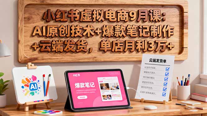 小红书虚拟电商9月课：AI原创技术+爆款笔记制作+云端发货，单店月利3万+-heixma