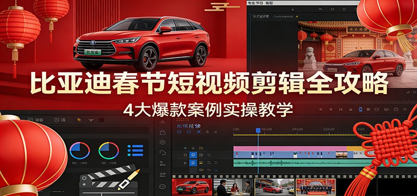 比亚迪春节短视频剪辑全攻略，4大爆款案例实操教学-heixma