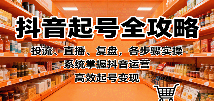 抖音起号全攻略，投流、直播、复盘，各步骤实操，系统掌握抖音运营，高效起号变现-heixma