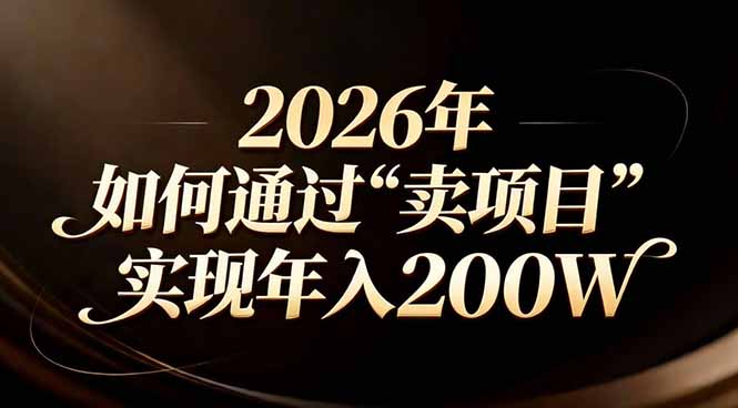 站在2026年的十字路口：一个普通人如何通过卖项目实现年入200万-heixma