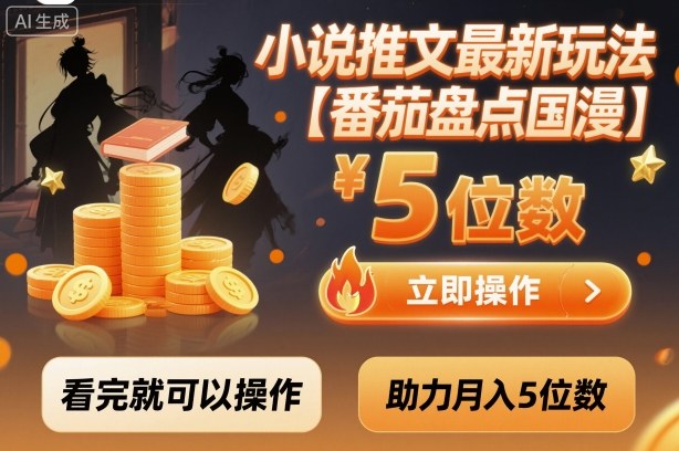 小说推文最新玩法，助力月入5位数【番茄盘点国漫】玩法，看完就可以操作-heixma