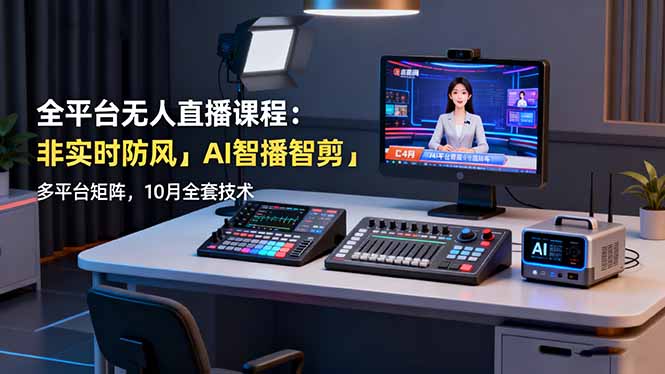 全平台无人直播课程：非实时防风＋AI智播智剪＋多平台矩阵，10月全套技术-heixma