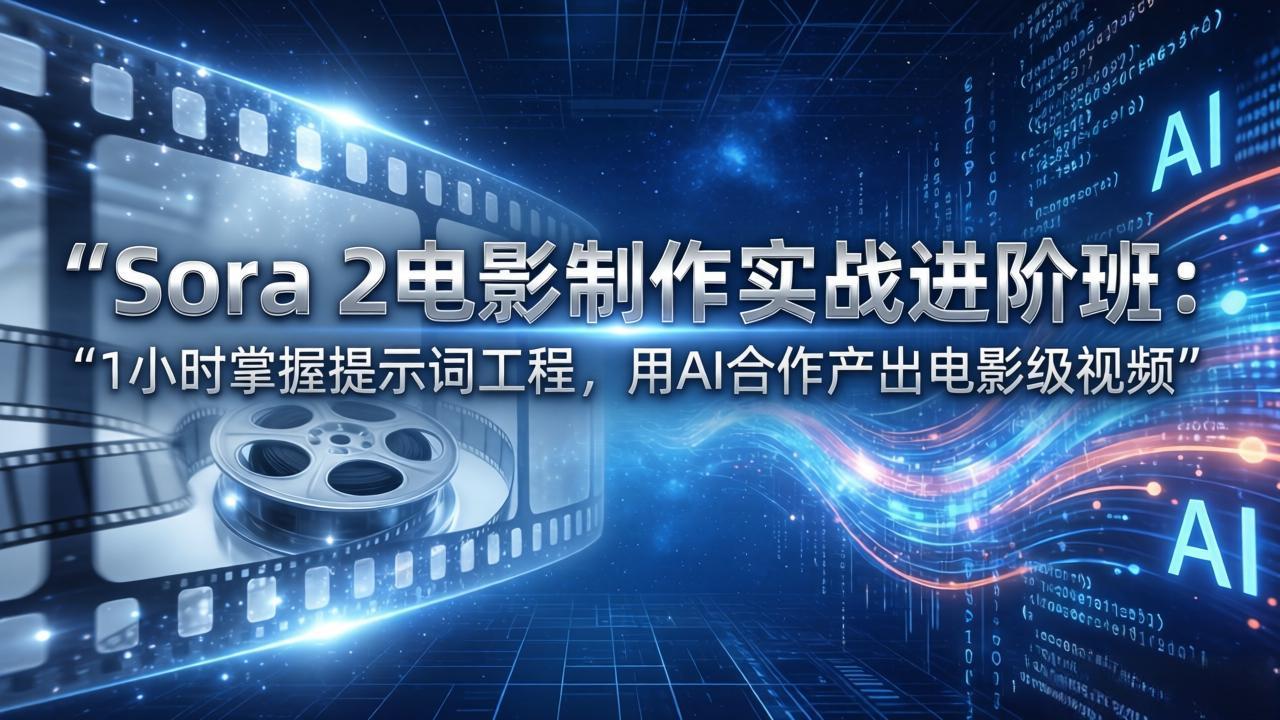 Sora 2电影制作实战进阶班：1小时掌握提示词工程，用AI合作产出电影级视频-heixma
