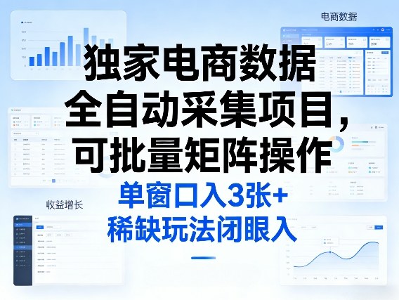 独家电商数据全自动采集项目，可批量矩阵操作，单窗口日入3张+，稀缺玩法闭眼入【揭秘】-heixma