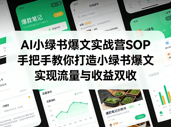 AI小绿书爆文实战营SOP，手把手教你打造小绿书爆文，实现流量与收益双收-heixma