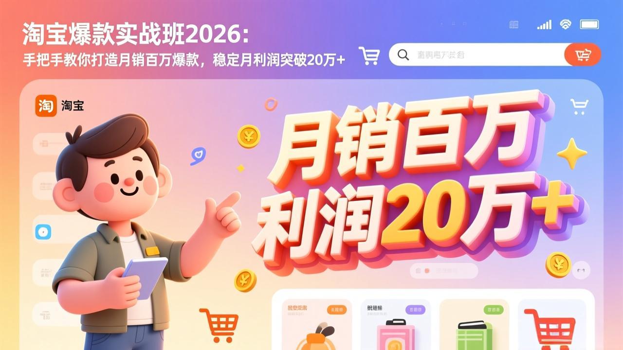 淘宝爆款实战班-2026年2月更新：手把手教你打造月销百万爆款，稳定月利润突破20万+-heixma