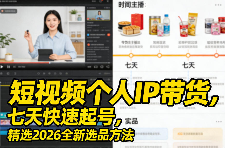 短视频个人IP带货，七天快速起号，精选2026全新选品方法-heixma