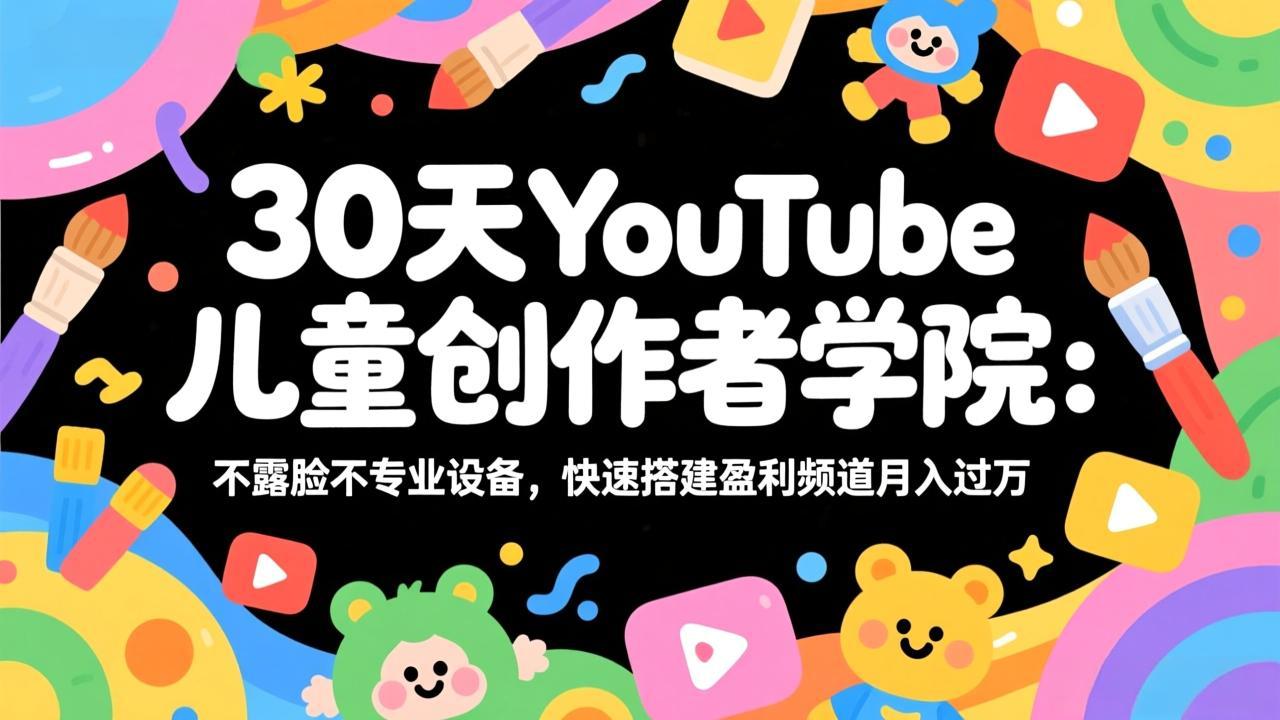 30天YouTube儿童创作者学院：不露脸不专业设备，快速搭建盈利频道月入过万-heixma