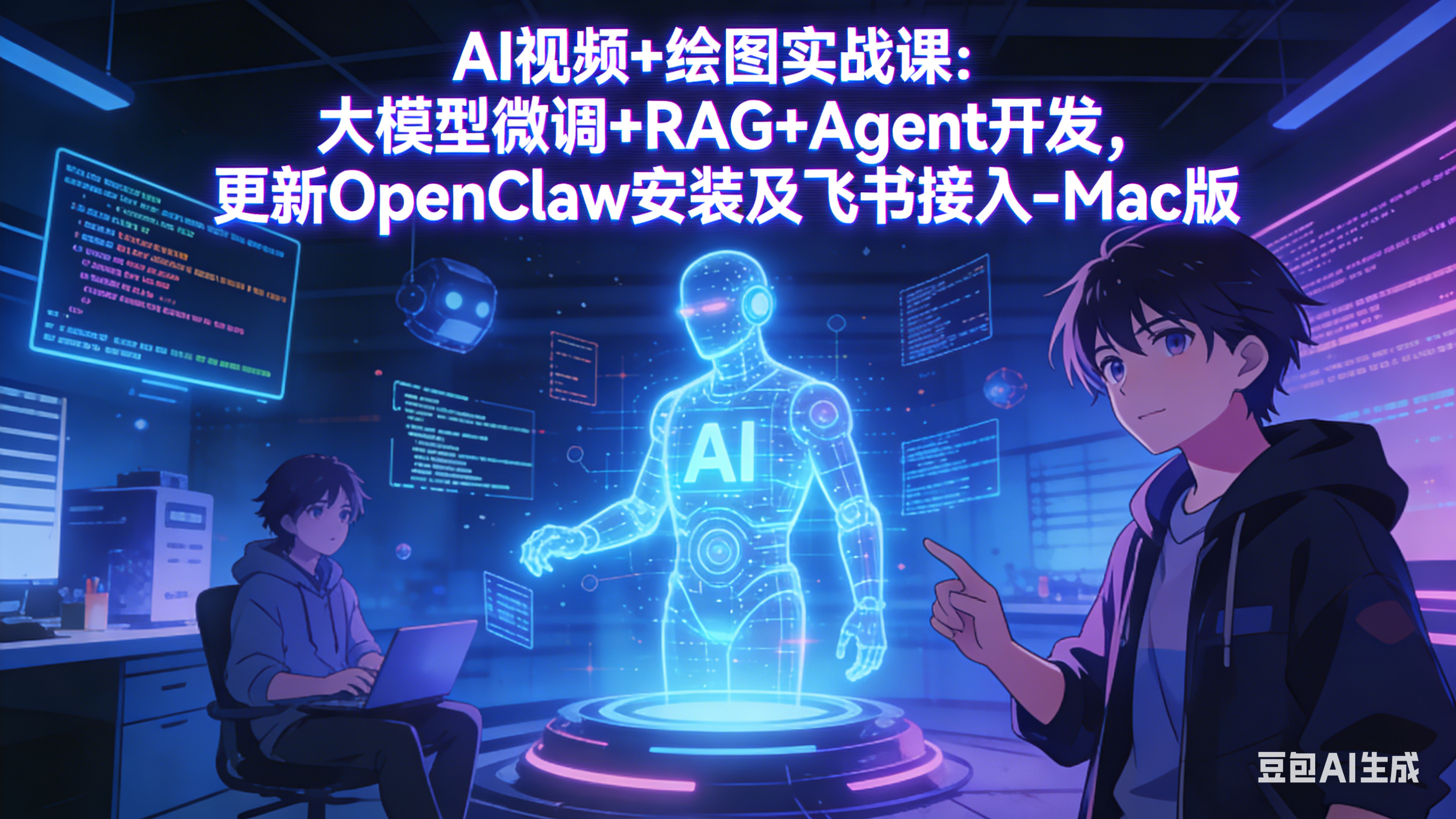 AI视频+绘图实战课：大模型微调+RAG+Agent开发，更新OpenClaw安装及飞书接入-Mac版-heixma