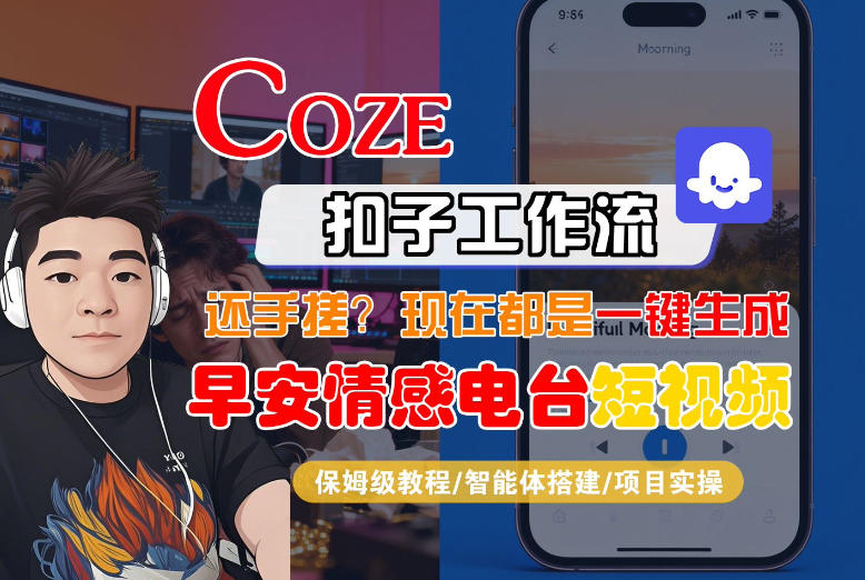 【Coze工作流搭建实操教程】【coze】早安情感电台日签视频还在手动做？用扣子工作流自动生成，省时90%-heixma