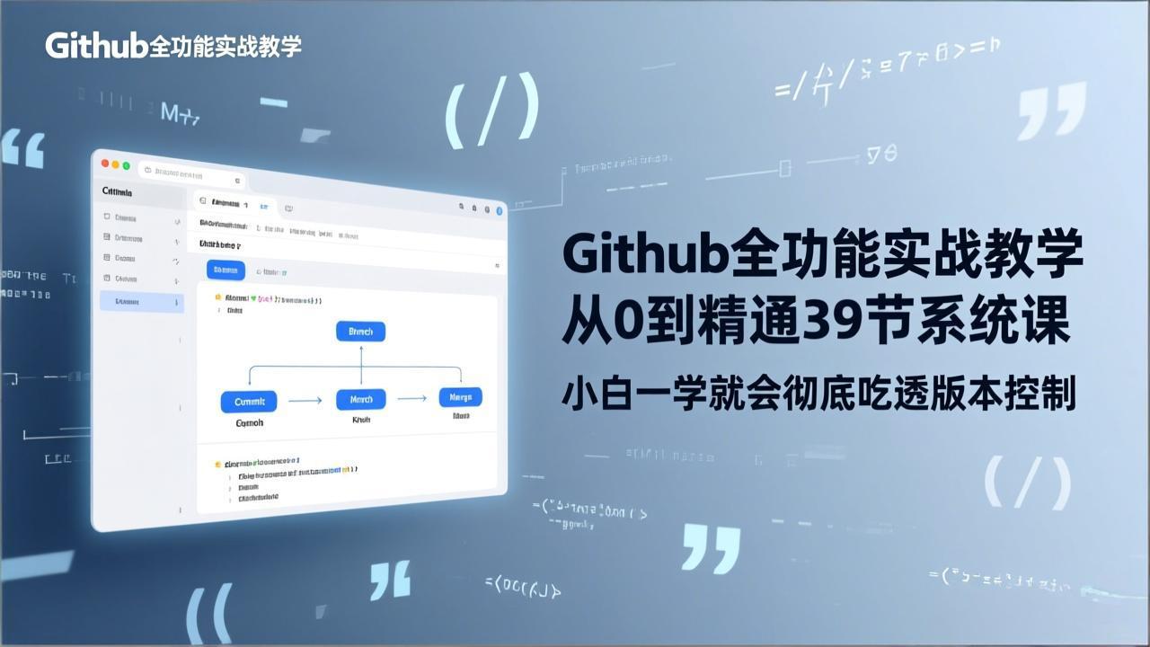 GitHub-全功能实战教学，从0到精通39节系统课，小白一学就会彻底吃透版本控制-heixma