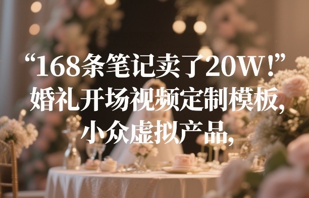 168条笔记卖了20W！婚礼开场视频定制模板，小众虚拟产品-heixma