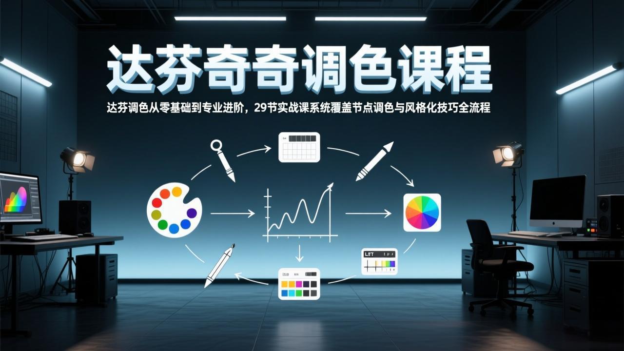 达芬奇调色从零基础到专业进阶，29节实战课系统覆盖节点调色与风格化技巧全流程-heixma