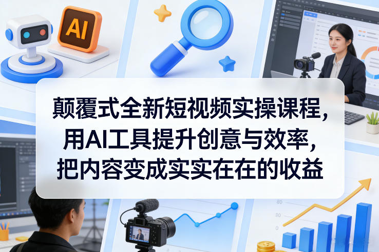 颠覆式全新短视频实操课程，用AI工具提升创意与效率，把内容变成实实在在的收益-heixma