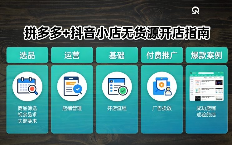 拼多多+抖音小店无货源开店，包括：选品、运营、基础、付费推广、爆款案例等(更新26年3月)-heixma