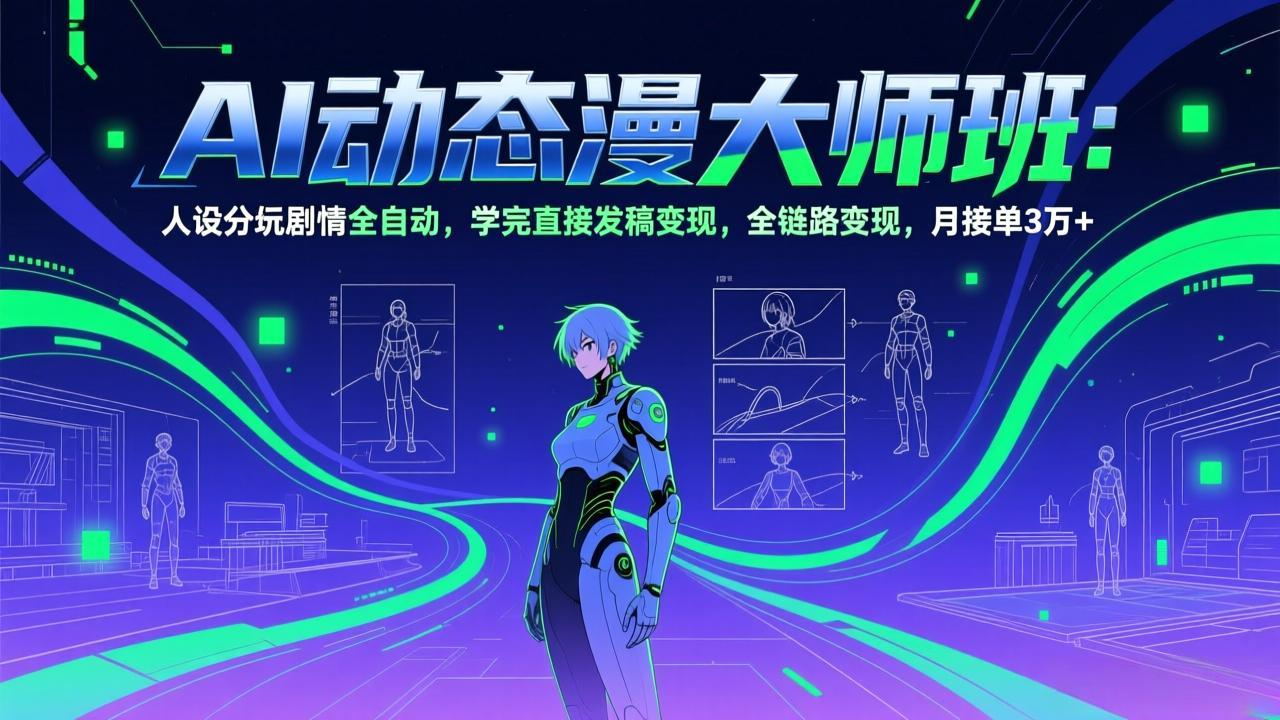 AI动态漫剧大师班：人设分镜剧情全自动，学完直接发稿变现，全链路变现，月接单3万+-heixma