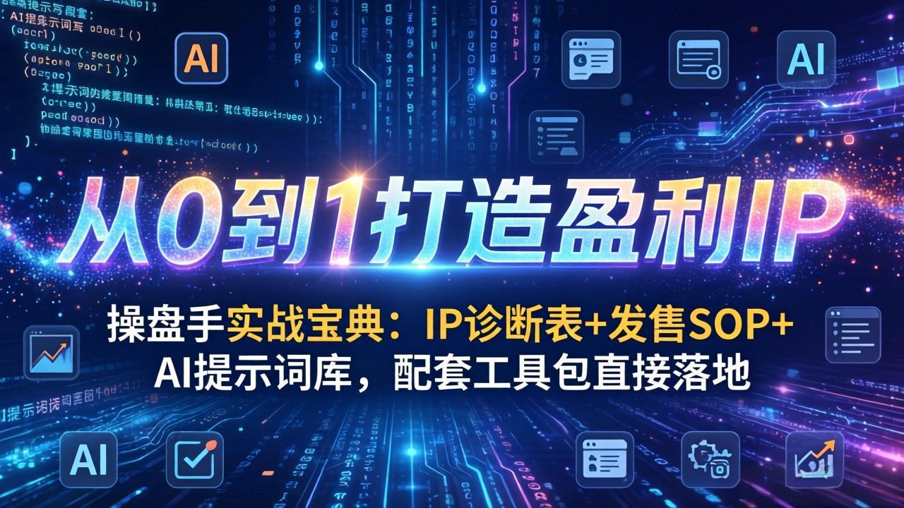 操盘手实战宝典：IP诊断表+发售SOP+AI提示词库，配套工具包直接落地，从0到1打造盈利IP-heixma