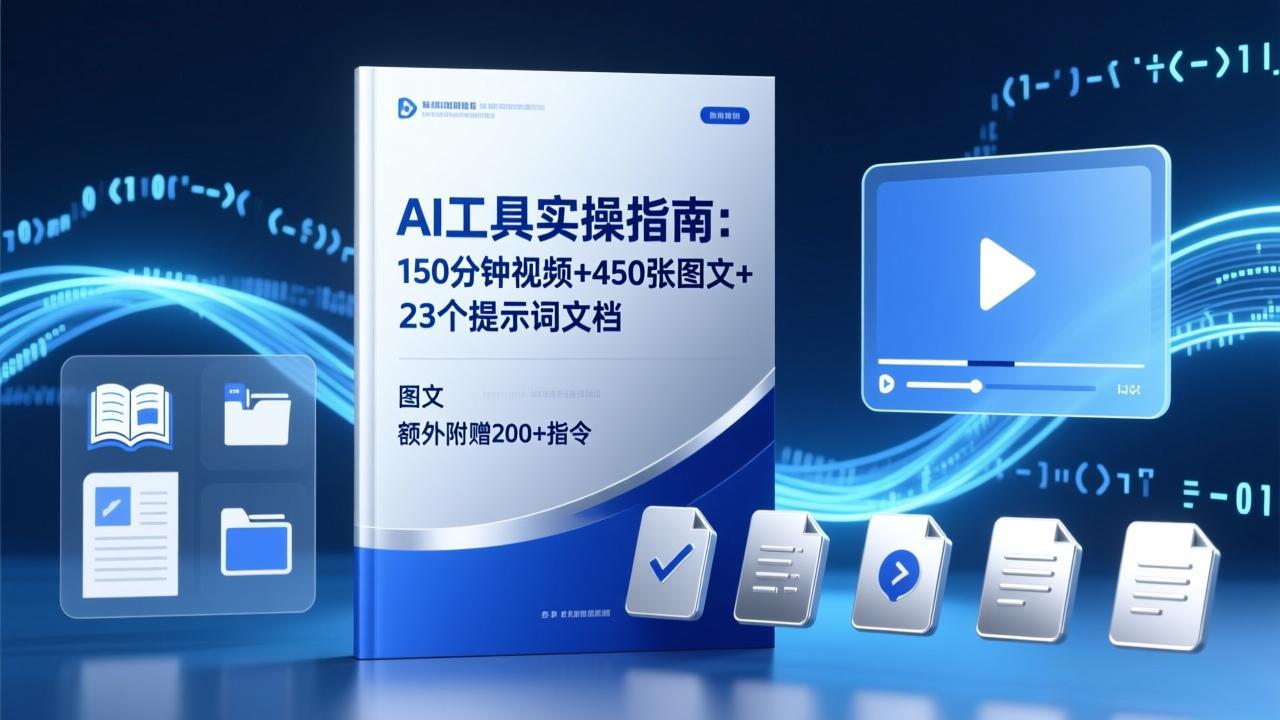 AI工具实操指南：150分钟视频+450张图文+23个提示词文档，额外附赠200+指令-heixma