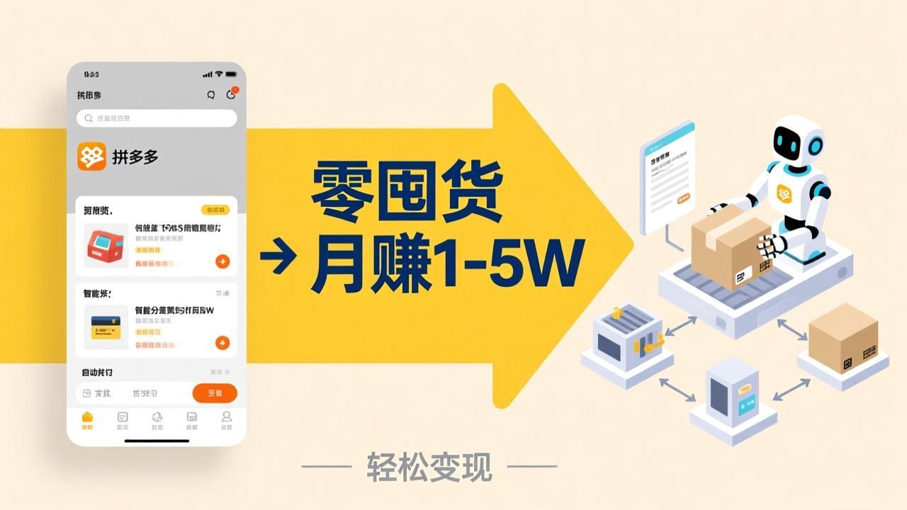 不用囤货不用跑单！拼多多虚拟玩法，机器人管理发货和客服，帮你月赚 1-5W-heixma