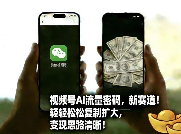 视频号AI流量密码新赛道，轻轻松松复制扩大，变现思路清晰-heixma