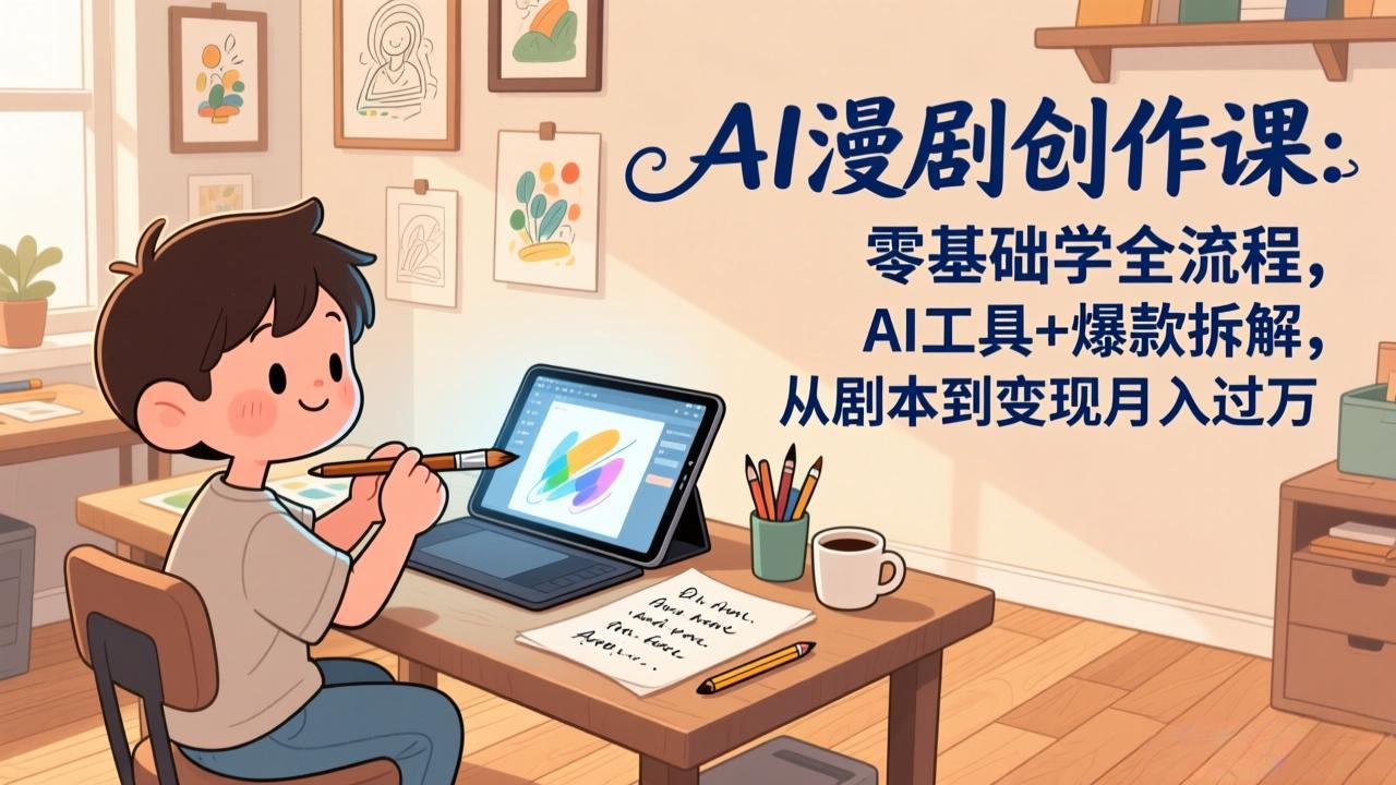 AI漫剧创作课：零基础学全流程，AI工具+爆款拆解，从剧本到变现月入过万-heixma