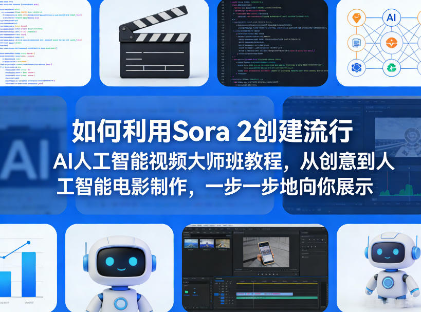 如何利用Sora 2创建流行AI人工智能视频大师班教程，从创意到人工智能电影制作，一步一步地向你展示-heixma