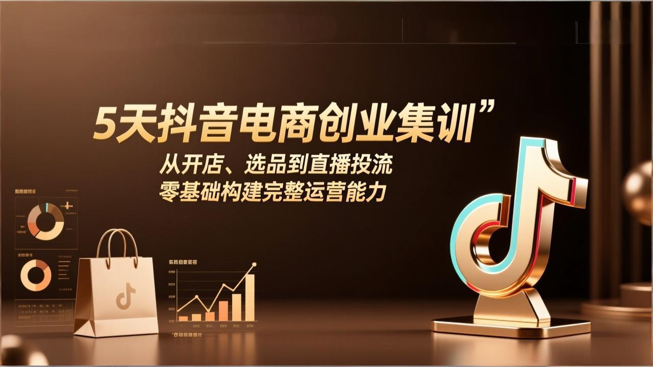 5天抖音电商创业集训：从开店、选品到直播投流，零基础构建完整运营能力-heixma
