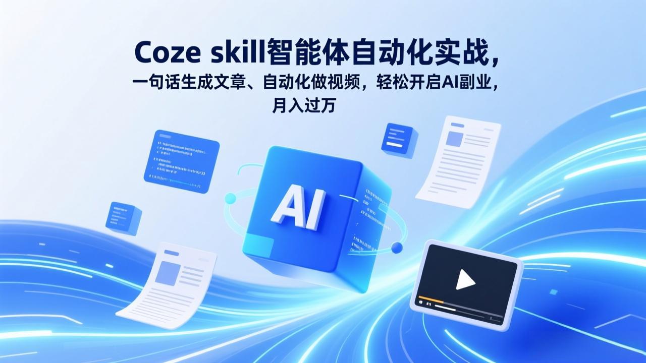 Coze skill智能体自动化实战，一句话生成文章、自动化做视频，轻松开启AI副业，月入过万-heixma