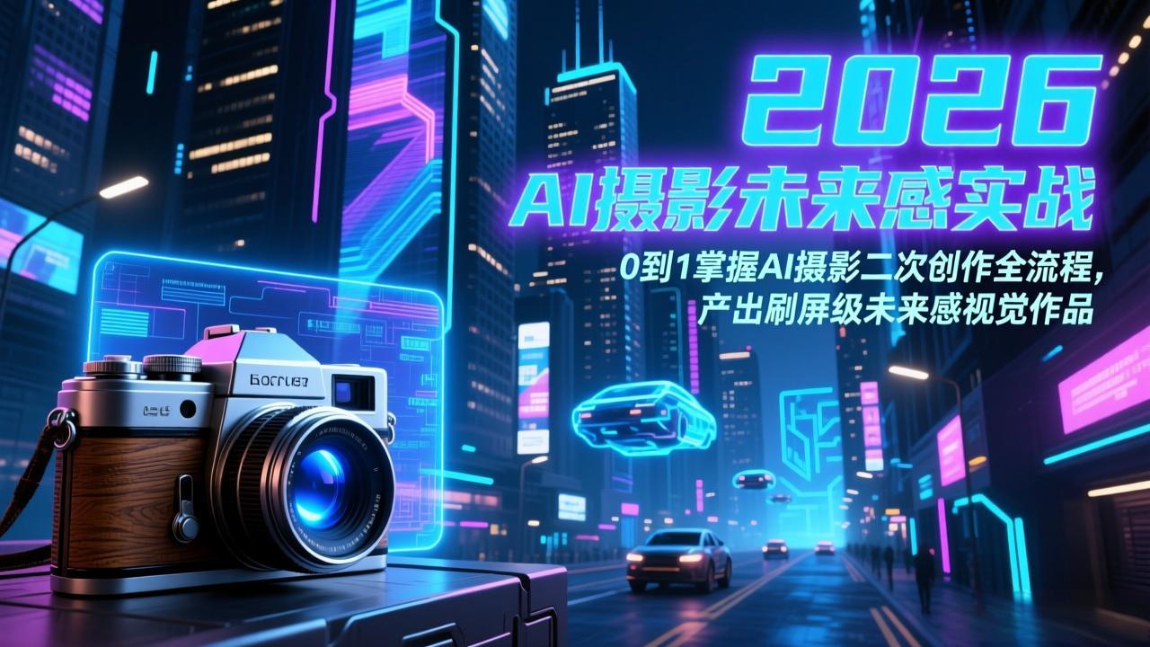 2026 AI摄影未来感实战：0到1掌握AI摄影二次创作全流程，产出刷屏级未来感视觉作品-heixma