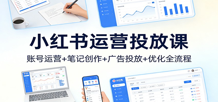 小红书运营投放课：账号运营+笔记创作+广告投放+优化全流程-heixma
