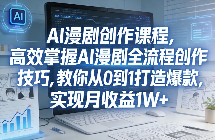 某社群AI漫剧创作课程，高效掌握AI漫剧全流程创作技巧，教你从0到1打造爆款，实现月收益1W+-heixma