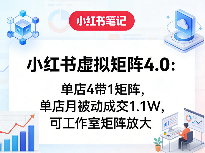 小红书虚拟矩阵4.0：单店4带1矩阵，单店月被动成交1.1W，可工作室矩阵放大-heixma