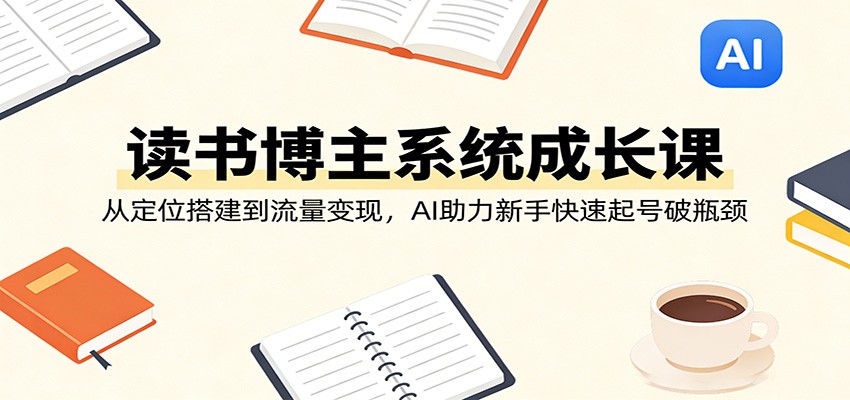 读书博主系统成长课：从定位搭建到流量变现，AI助力新手快速起号破瓶颈-heixma