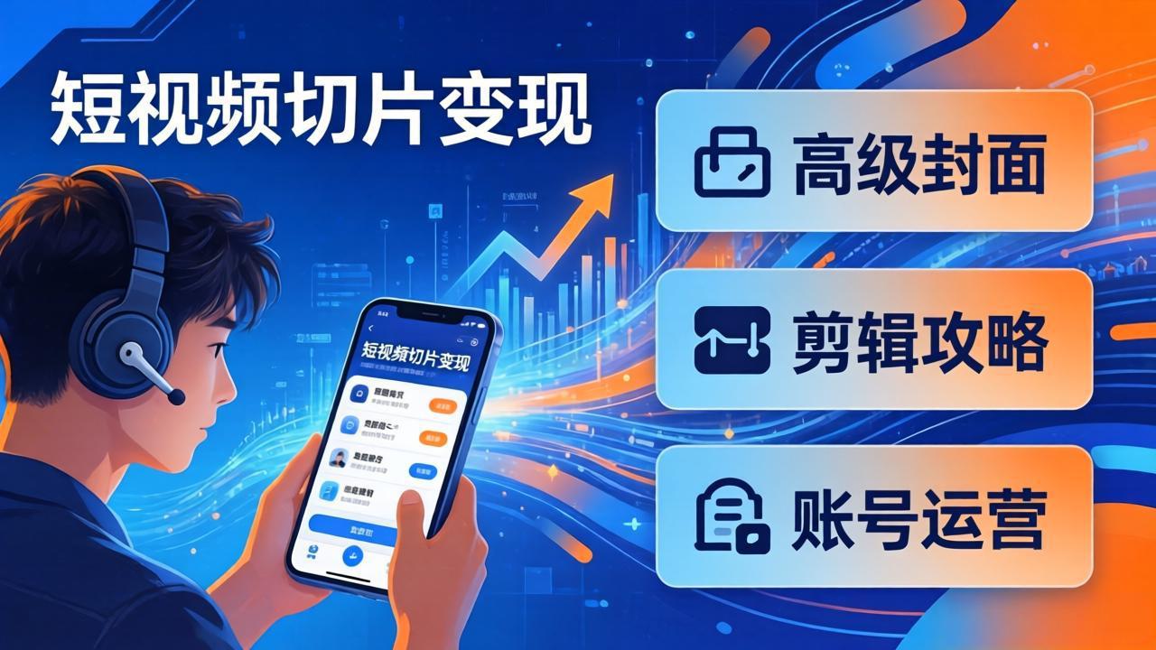 短视频切片变现速成班2.0：高级封面+剪辑攻略+账号运营，0基础小白快速入局副业-heixma