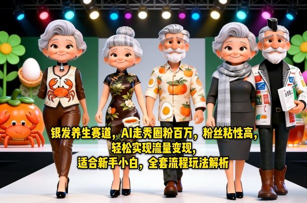 银发养生赛道，AI走秀圈粉百万，粉丝粘性高，轻松实现流量变现，适合新手小白，全套流程玩法解析-heixma